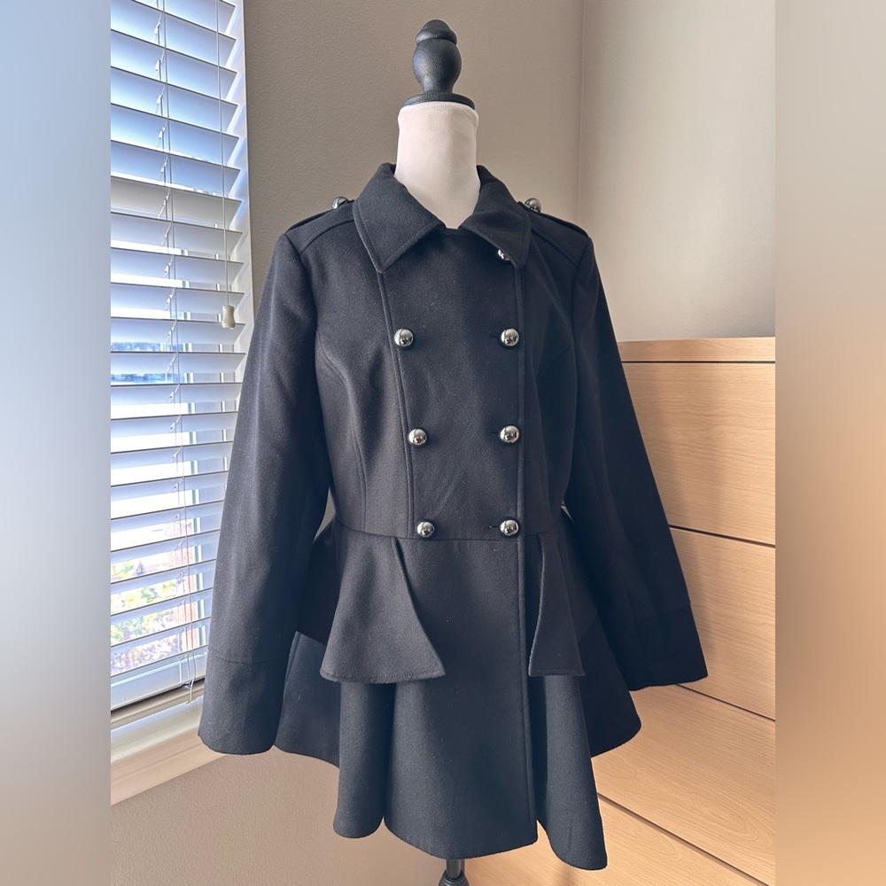 Women's Black Double-Breasted Coat